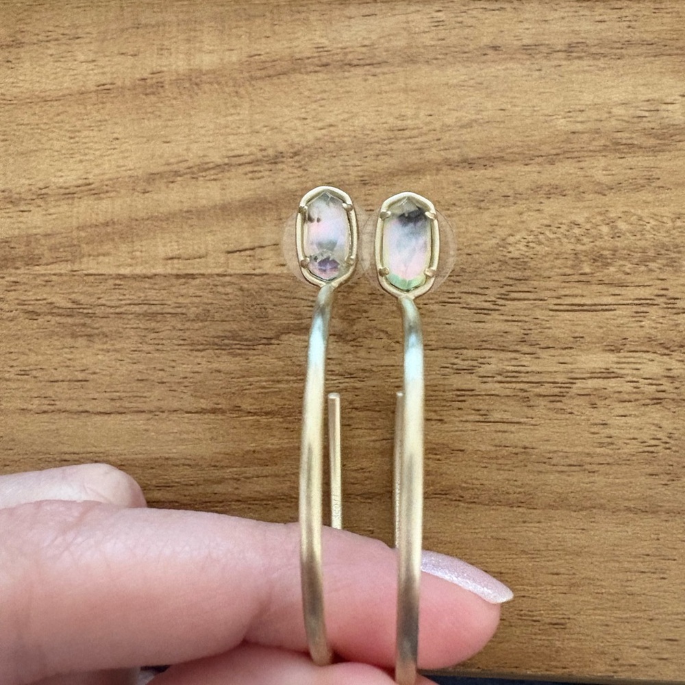 Kendra Scott Gold Hoop Earrings with Iridescent Stones